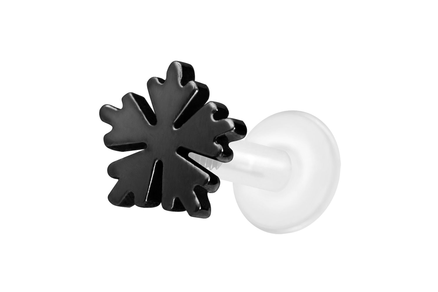 PTFE Labret Piercing mit Innengewinde + Titan-Aufsatz SCHNEEFLOCKE